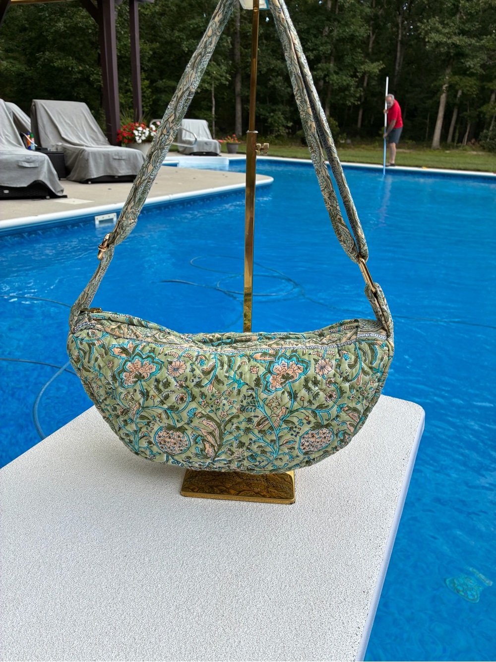 POL Boho Floral Paisley Shoulder Bag – Green, Blue & Cream